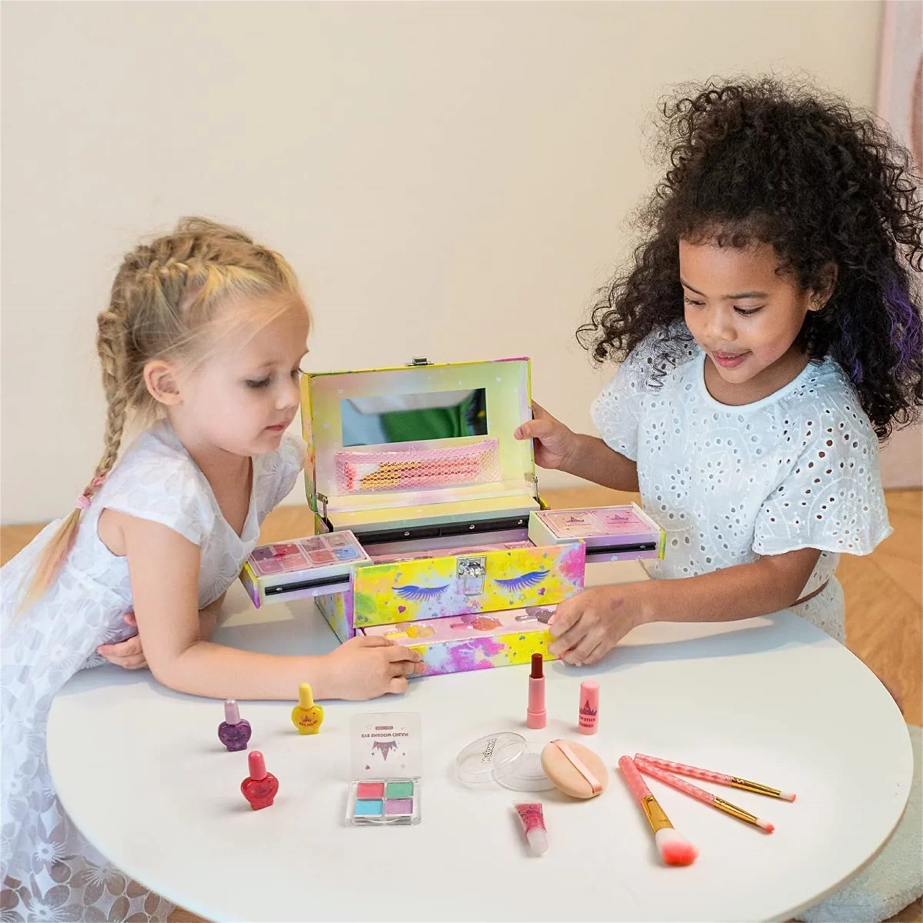 Little Girls Makeup Kit - Unicorn Real Washable Makeup Box with Palettes