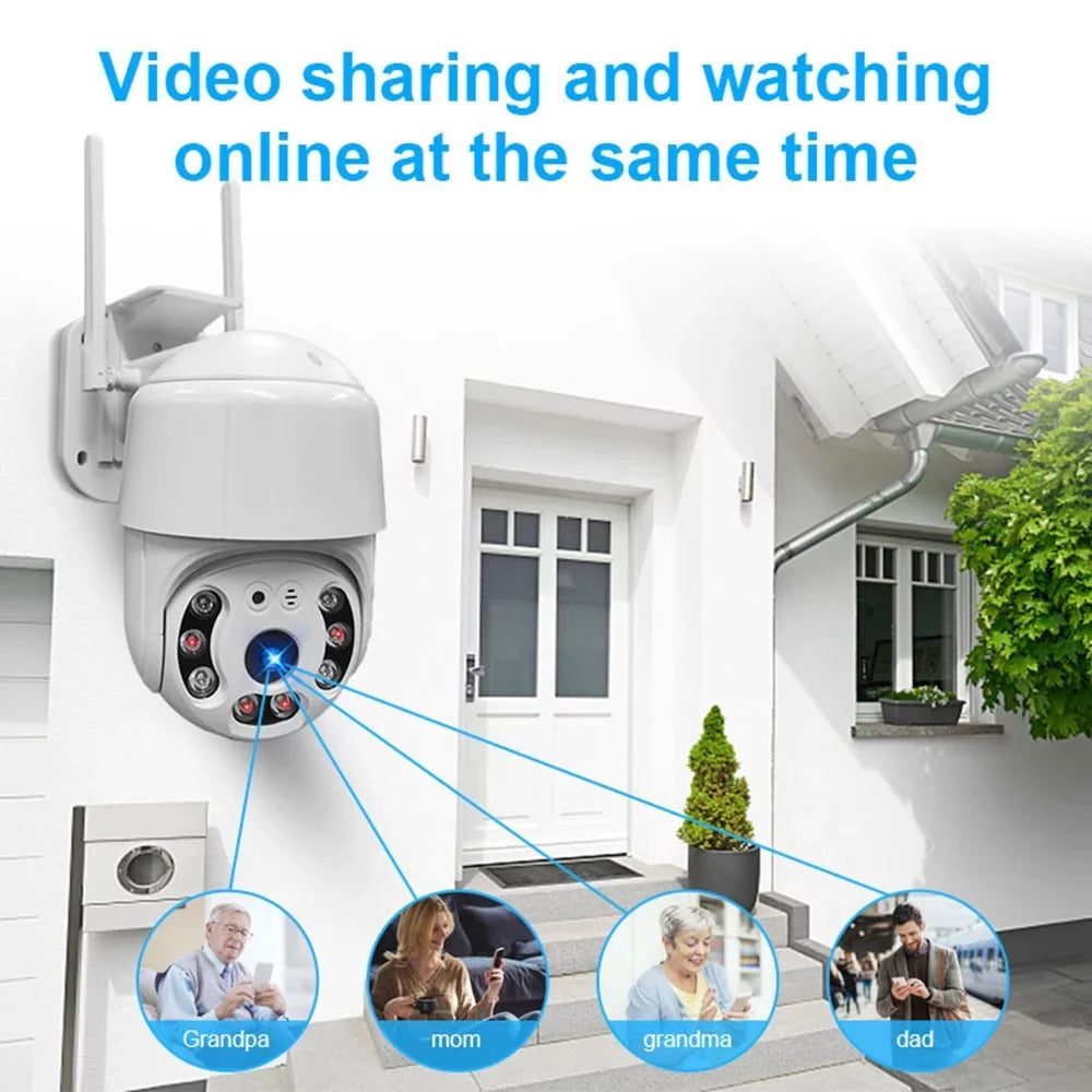 1080P Waterproof Smart WiFi Camera System - Wireless with 355° Rotation, Motion Detection, Sound & Light Alarm, Night Vision, Two-Way Communication,  Remote Control for Home & Office Security