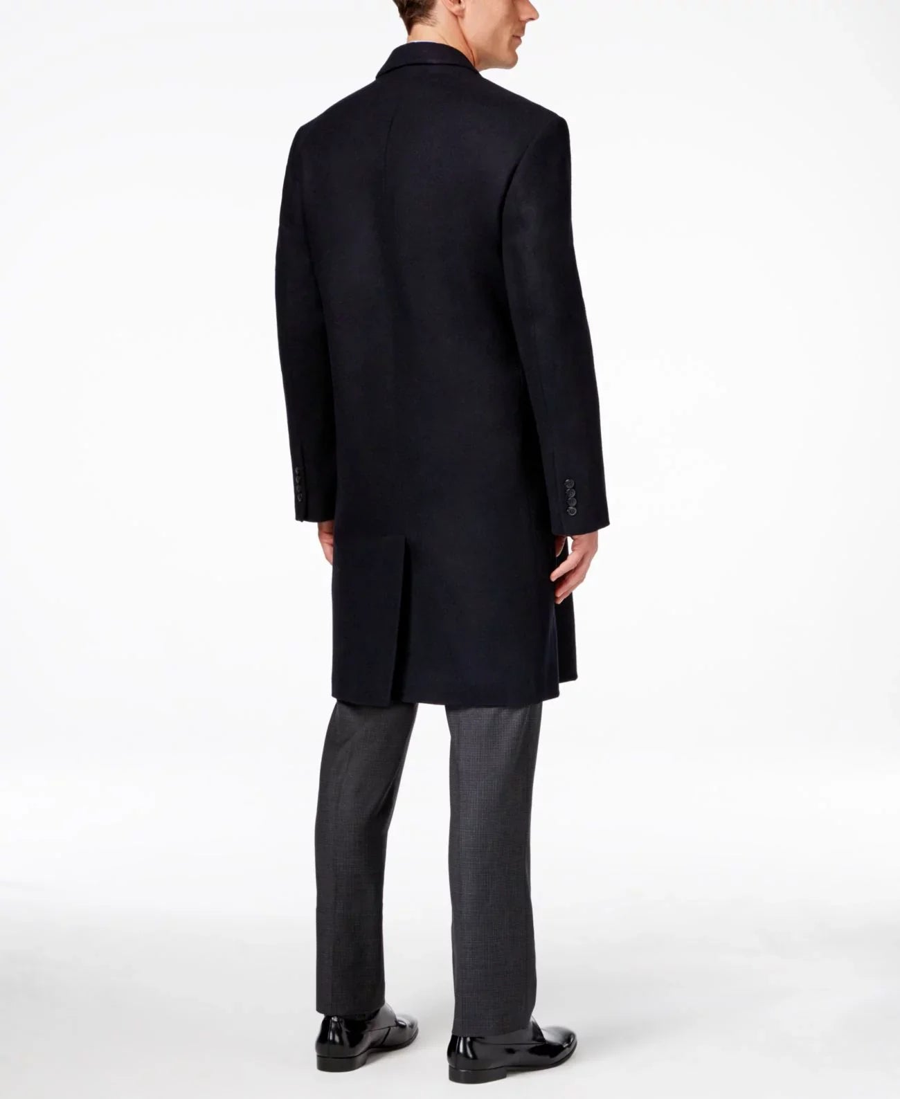 London Fog Big and Tall Signature Wool-Blend Overcoat, Black, 52R