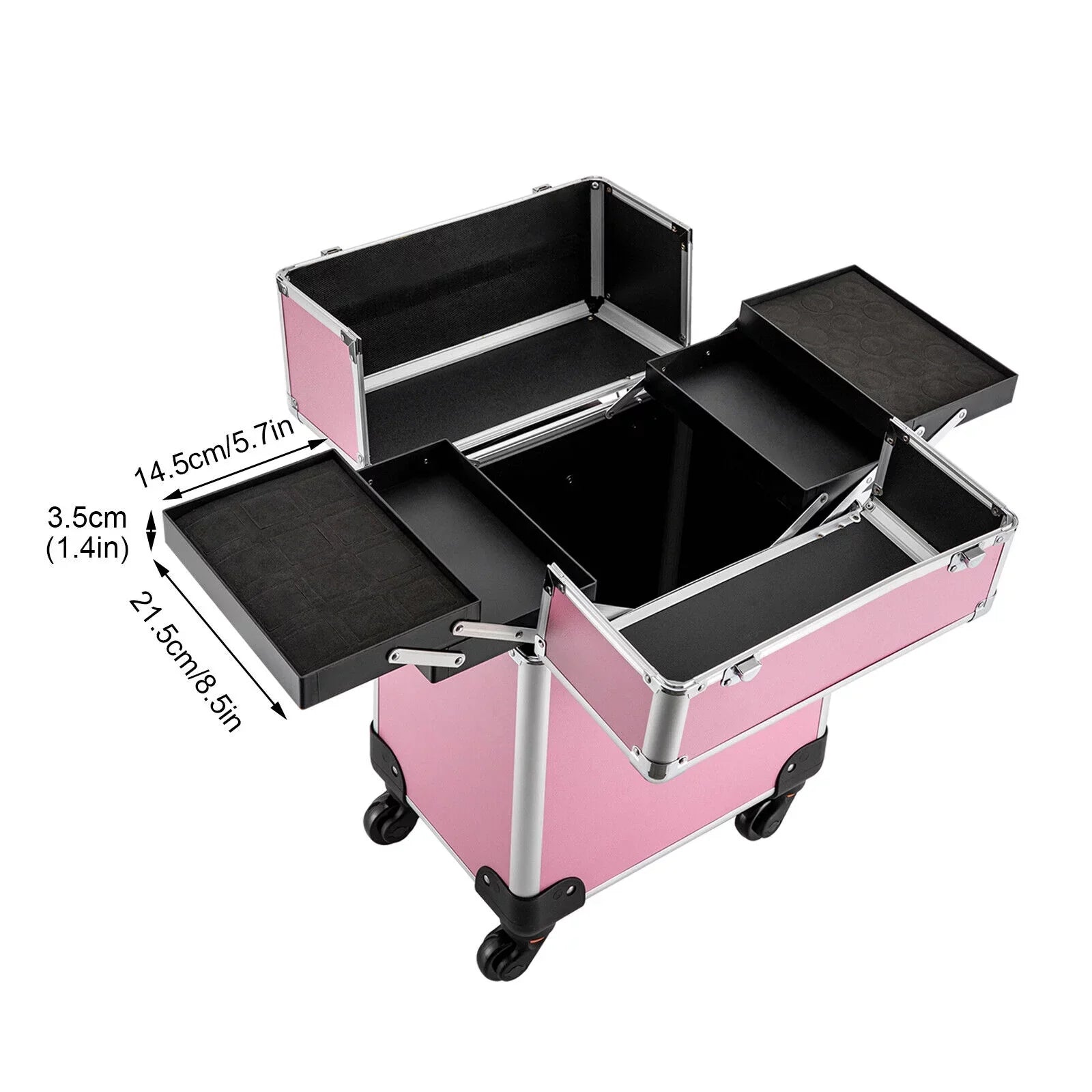 Professional Rolling Makeup Train Case Cosmetic Trolley Makeup Storage Organizer