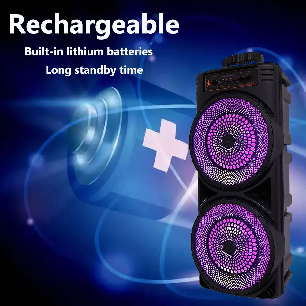 Dual 8-inch Portable Party Bluetooth Speaker 6000W Subwoofer Heavy Bass Loud Sound System Party Speaker & Mic -///