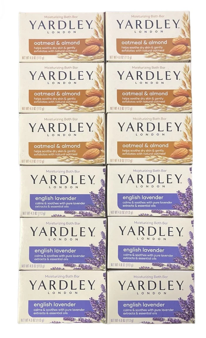 Yardley English Lavender Bath Bar, 4.25 oz 6 , Yardley Oatmeal & Almond Bath Bar, 4.25 oz 6