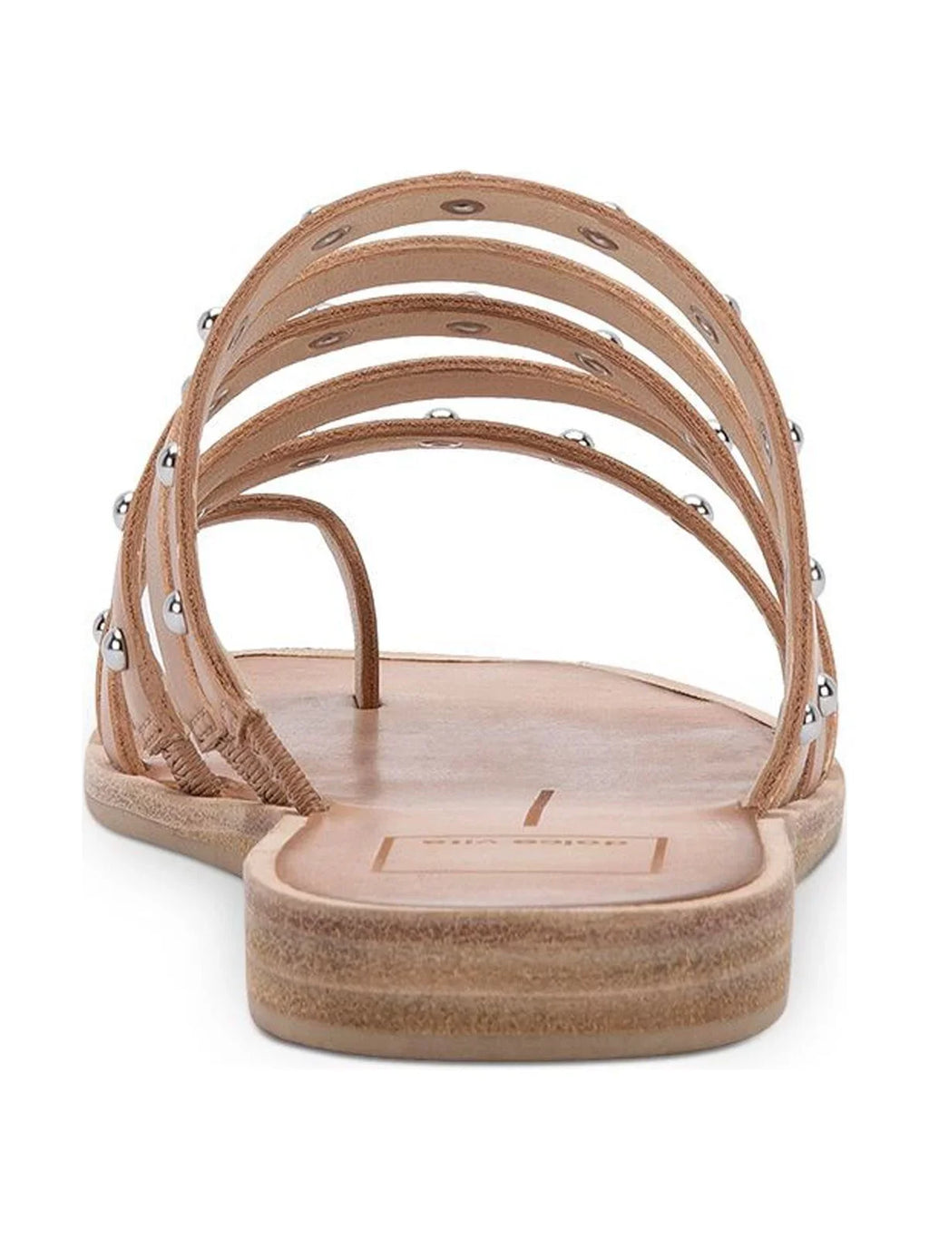 Womens Beige Toe-Loop Kaylee Square Toe Block Heel Slip On Slide Sandals Shoes 7