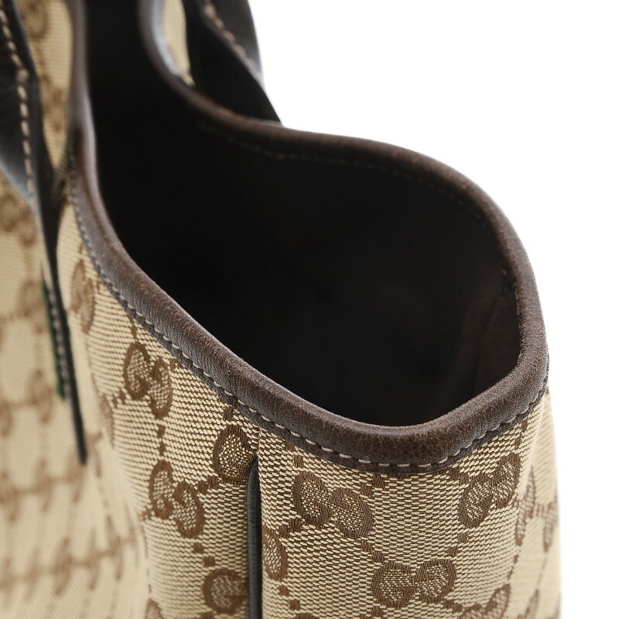Pre-Owned Gucci  Pattern Princess Ribbon Tote Bag Canvas Leather Beige Brown 163805 (Good)