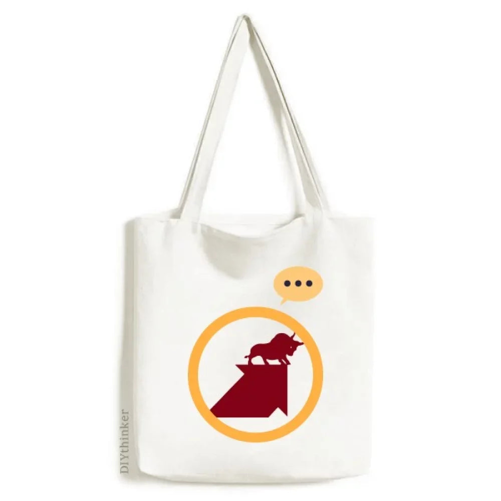Red Form Stock Market Bull Expression Sack Canvas Tote Shoulder Bag