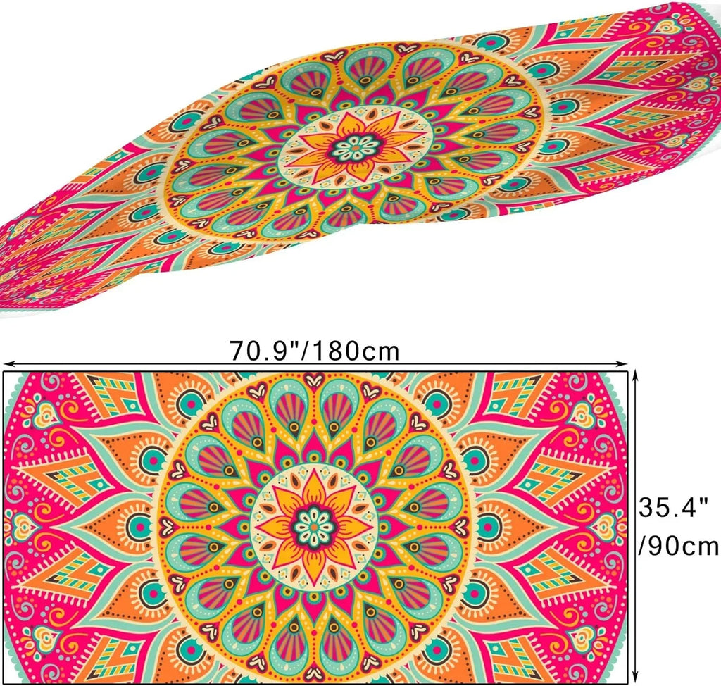 Hyjoy Floral Mandala Long Silk Neck Scarf Lightweight Shawl Wrap Scarves for Women Girls
