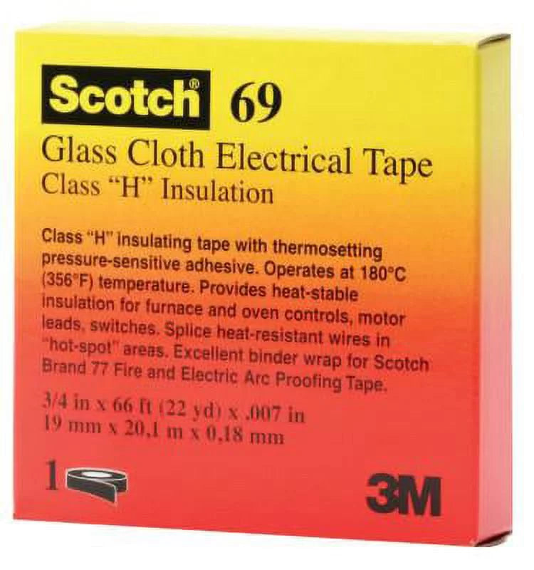 Scotch Glass Cloth Electrical Tapes 69, 1/2 In  66 Ft, White| 1 Roll