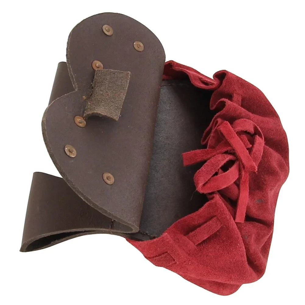 Armory Replicas Royal Red Handmade Royal Court Suede Pouch - Rich Red Elegance Medieval-Inspired Design Perfect for Carrying Small Valuables Adjustable Belt Closure for Secure Fit
