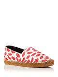 Womens Red Lip Printed Logo Woven Bianco Round Toe Platform Slip On Espadrille Shoes 36