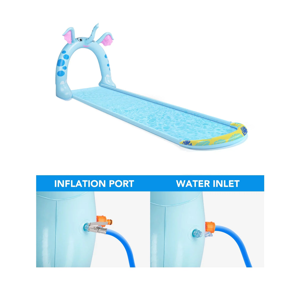 Pool Central 16' Inflatable Elephant Arch Sprayer Slide Outdoor Kids Water Toy