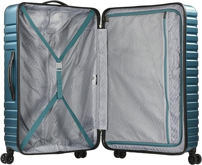 .. Traveler Boren Polycarbonate Hardside Rugged Travel Suitcase Luggage with 8 Spinner Wheels, Aluminum Handle, Teal, 3-Piece Set,  Port in Carry-On