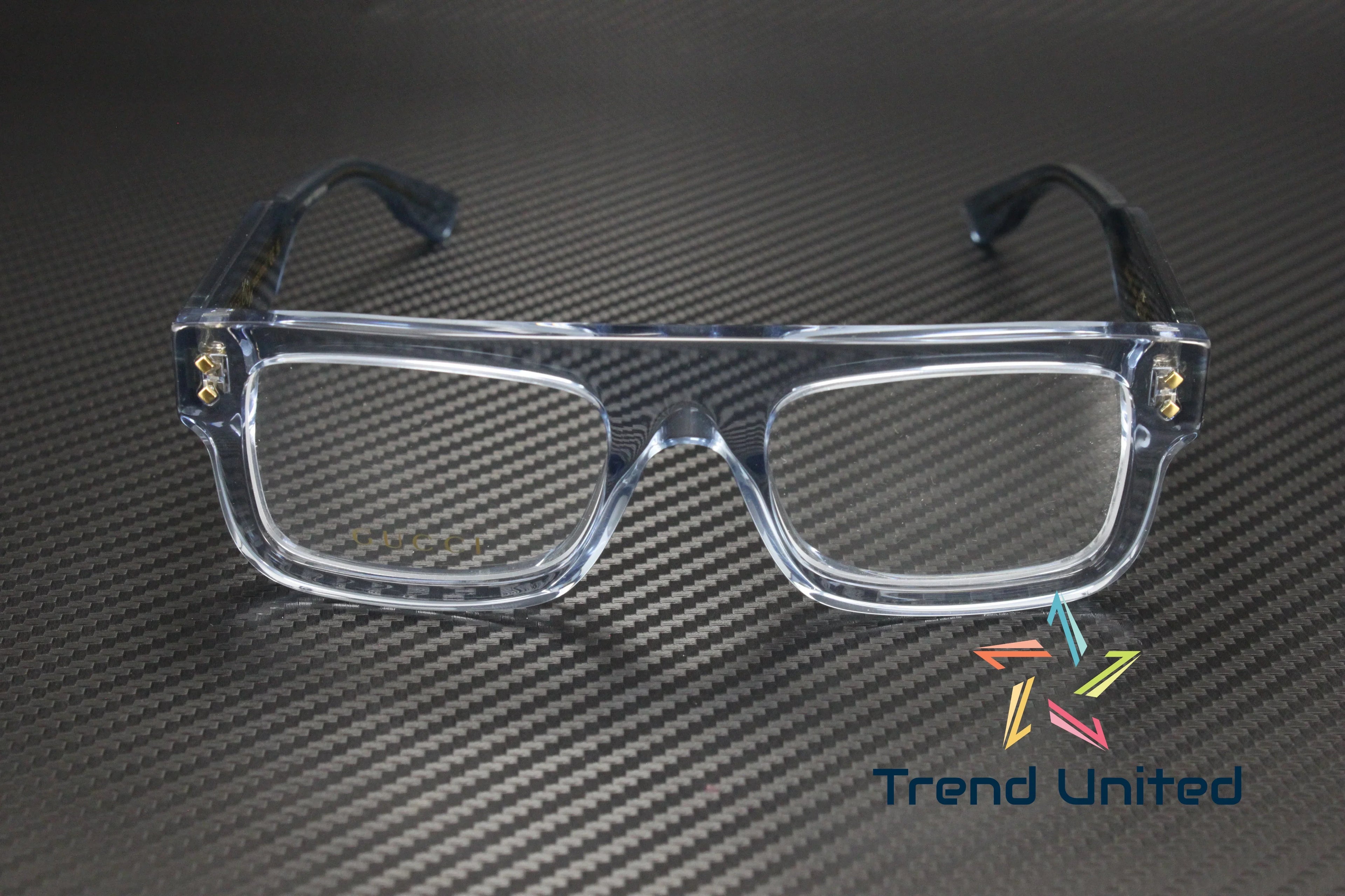 004 Rectangular Squared Light Blue Demo Lens 52mm Men's Eyeglasses