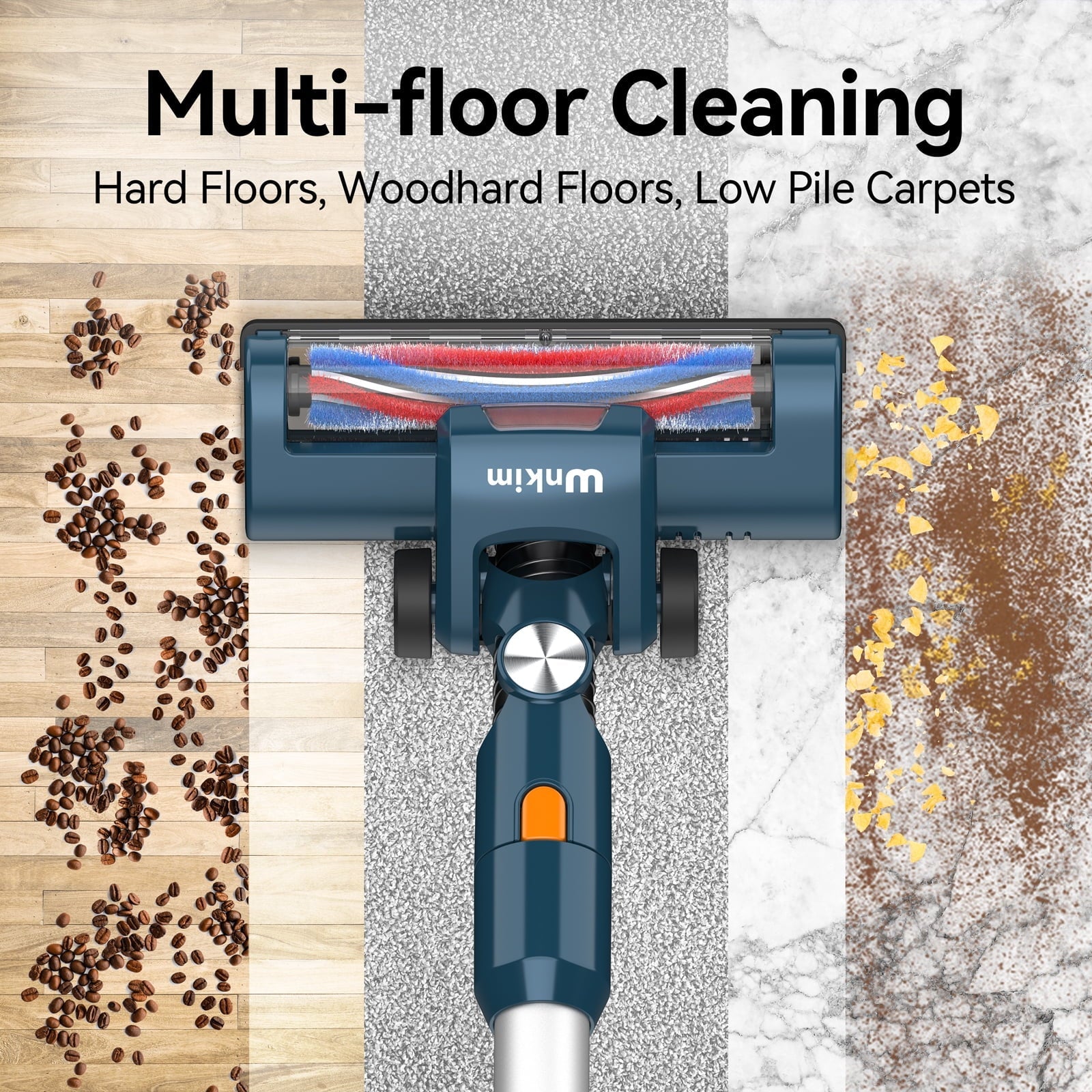 Wnkim Cordless Vacuum Cleaner, 6-in-1 Stick Vacuum with 2200 mAh Battery, Powerful Lightweight Vacuum Cleaner up to 35 Mins Runtime, for Home Hard Floor Carpet Pet Hair,