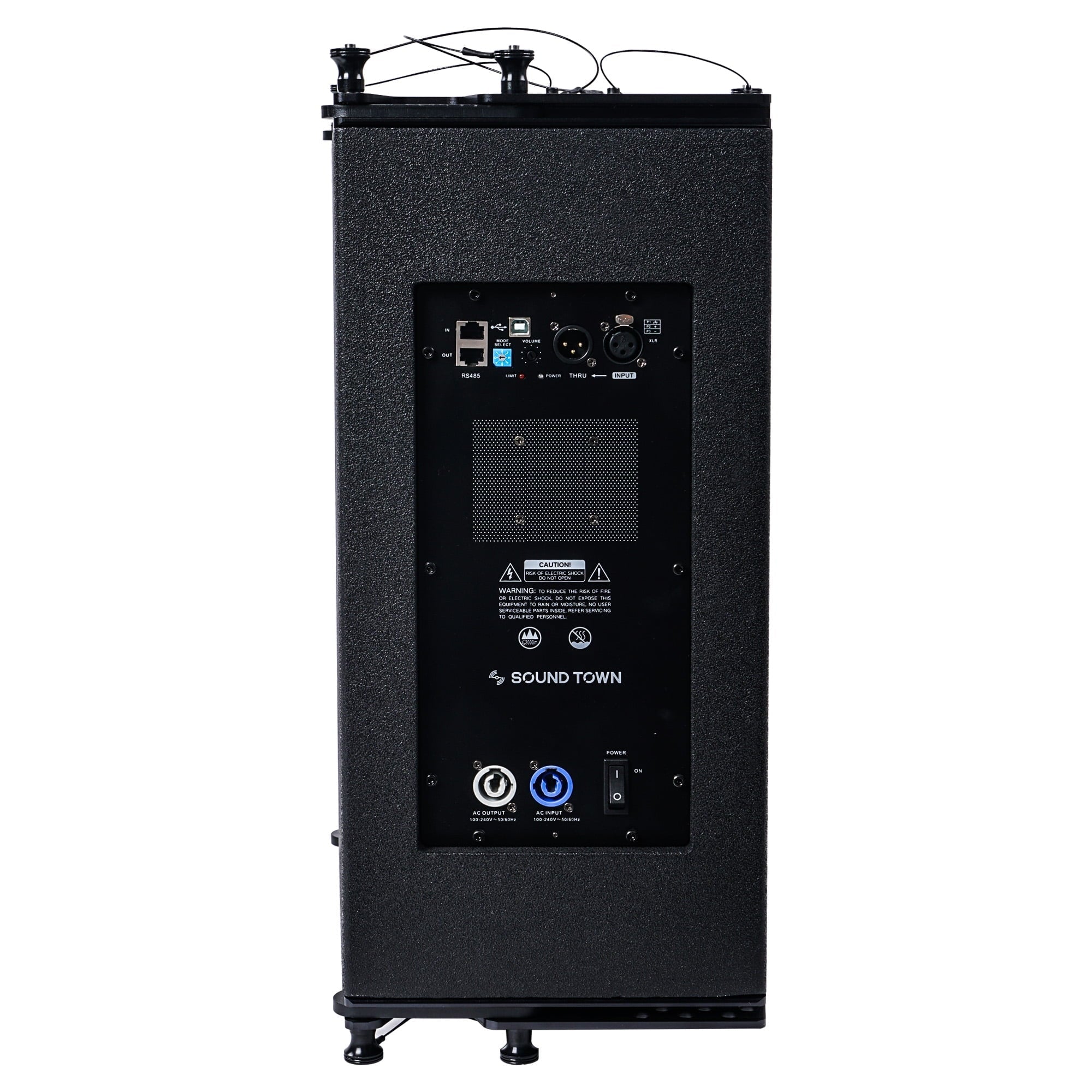 Sound Town  Series Line Array Speaker System with Four Compact Powered 1  10-inch Line Array Speakers, Black for Stages, Clubs, Bars, Restaurants, Churches and Schools