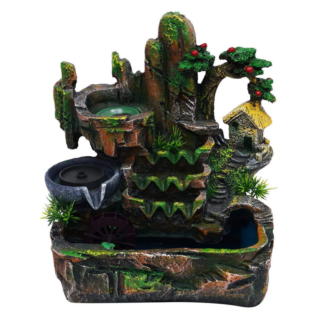 ZhdnBhnos Indoor Tabletop Fountain With Atomizer & Led Light Rockery Waterfall Home Office Fengshui Decoration