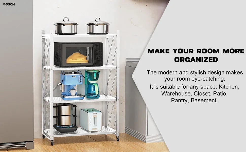 QRInnovations 3/4 Tier Heavy Duty Metal Rack Storage Modern Style Shelving White