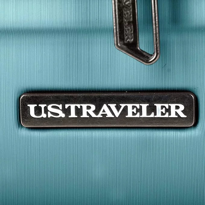 .. Traveler Boren Polycarbonate Hardside Rugged Travel Suitcase Luggage with 8 Spinner Wheels, Aluminum Handle, Teal, 3-Piece Set,  Port in Carry-On