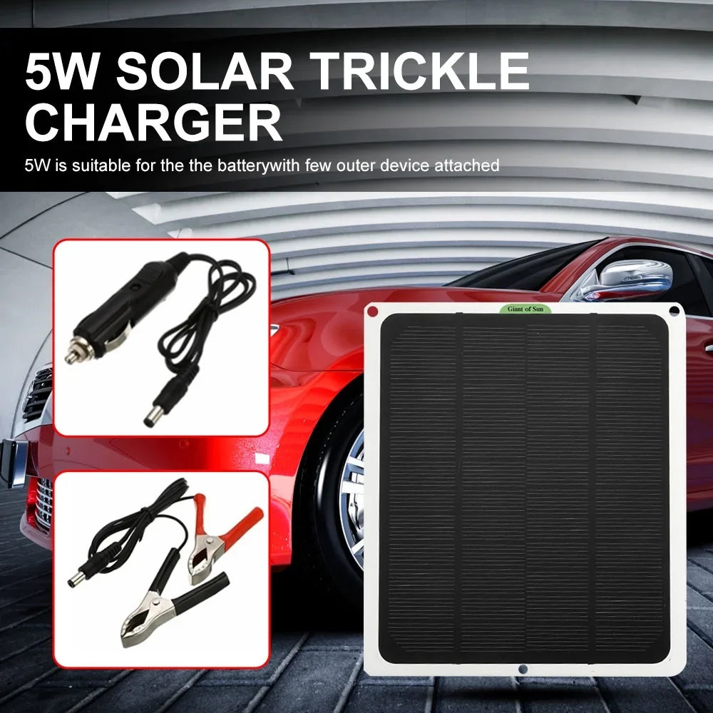 occkic 20W 12V/5V Monocrystalline Charging Flexible Solar Panels with Battery Clips for Cars  Yachting Charger Outdoor Charger