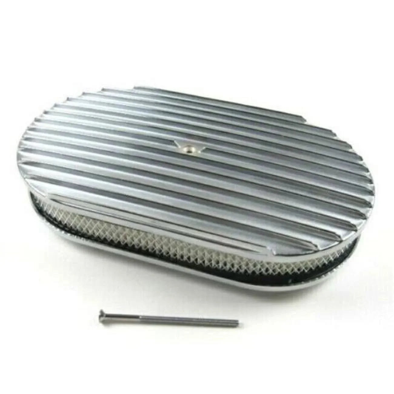 15 in. Oval Full Finned Air Cleaner with Element, Polished - -1104