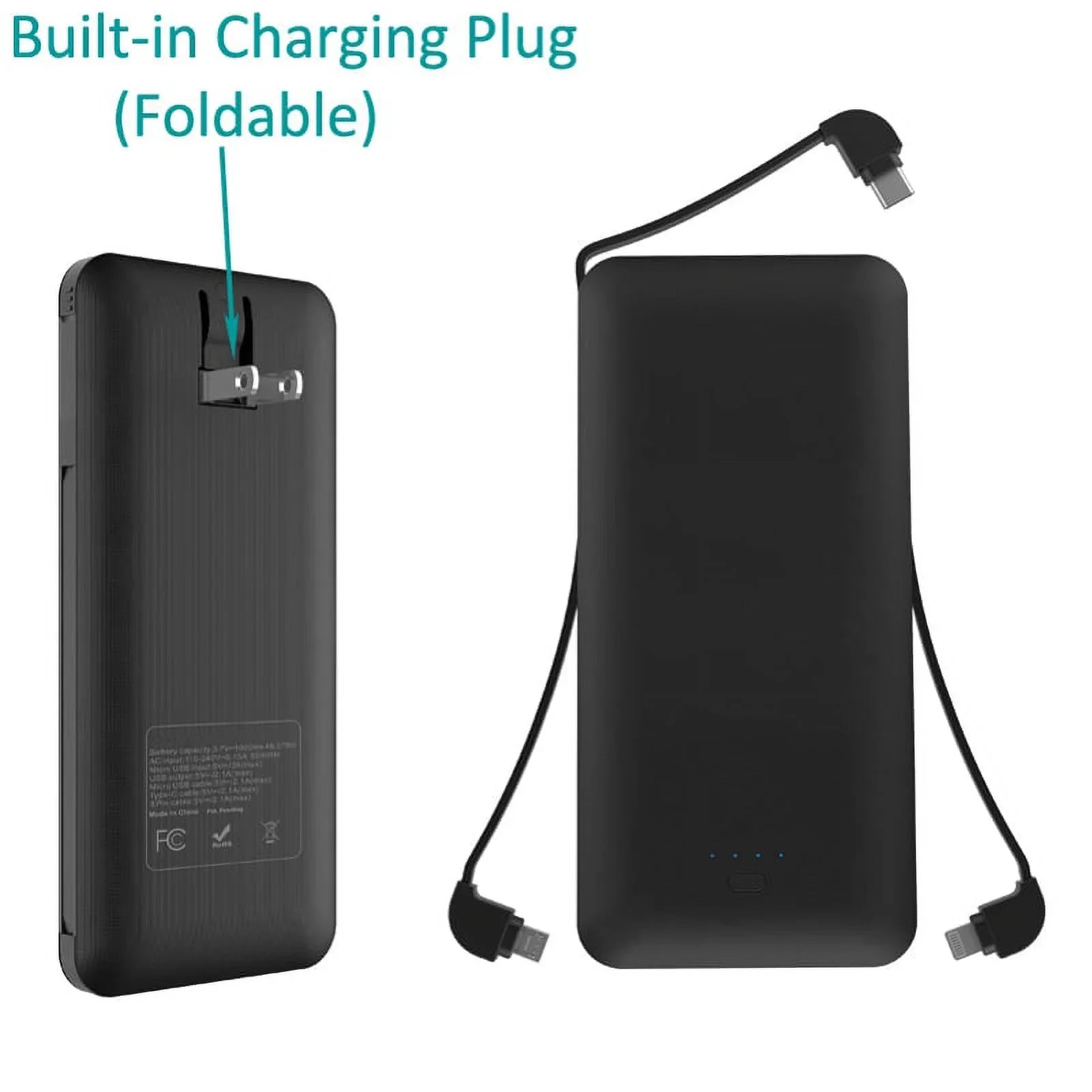 For Motorola Razr / Razr Plus / Razr Plus (2023) - 10000mAh Power Bank Charger Backup Battery Portable  Port Built-in Adapters  Plug