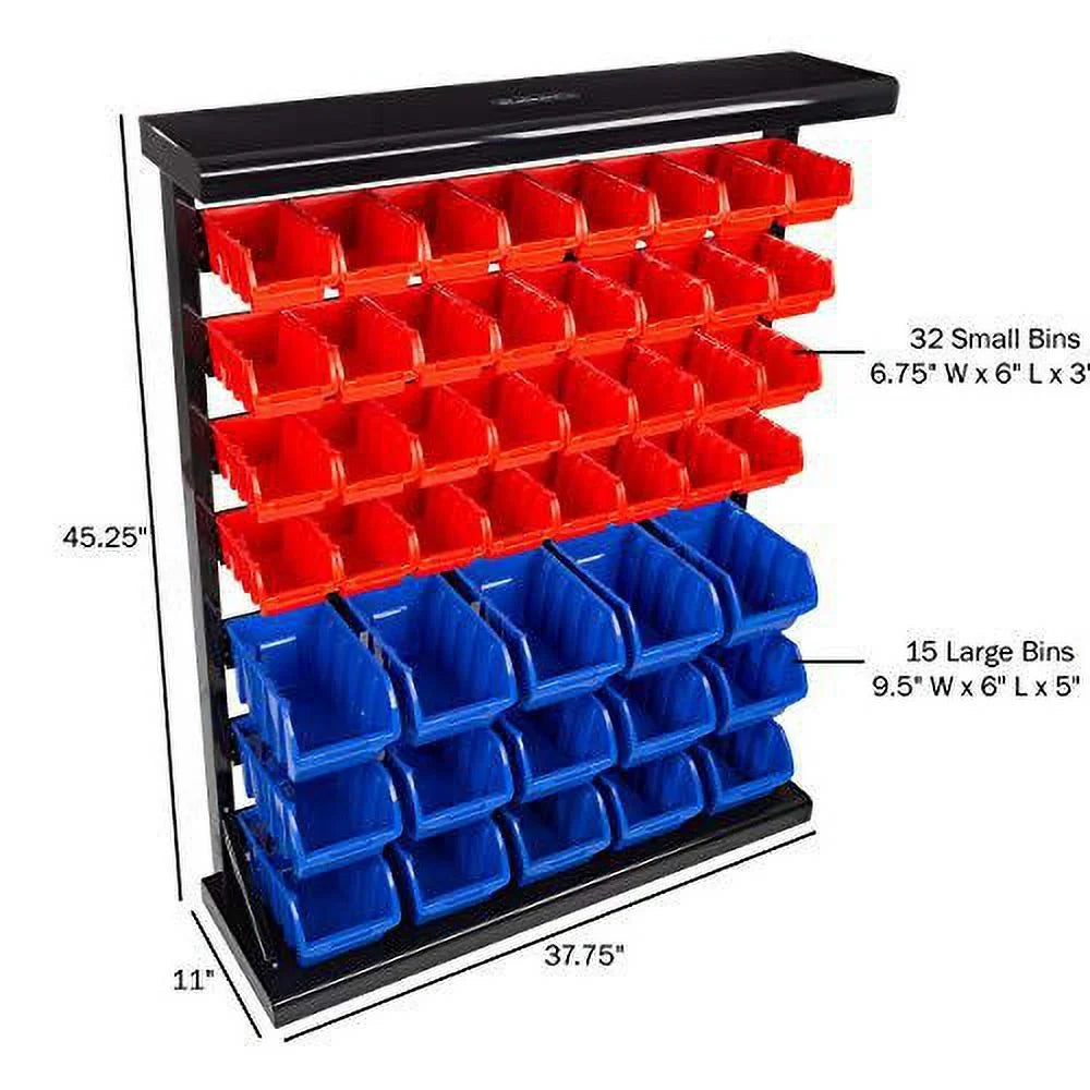 Stalwart 75- 47 Bin Storage Rack Organizer-Wall Mountable Container with Removeable Drawers for Tools
