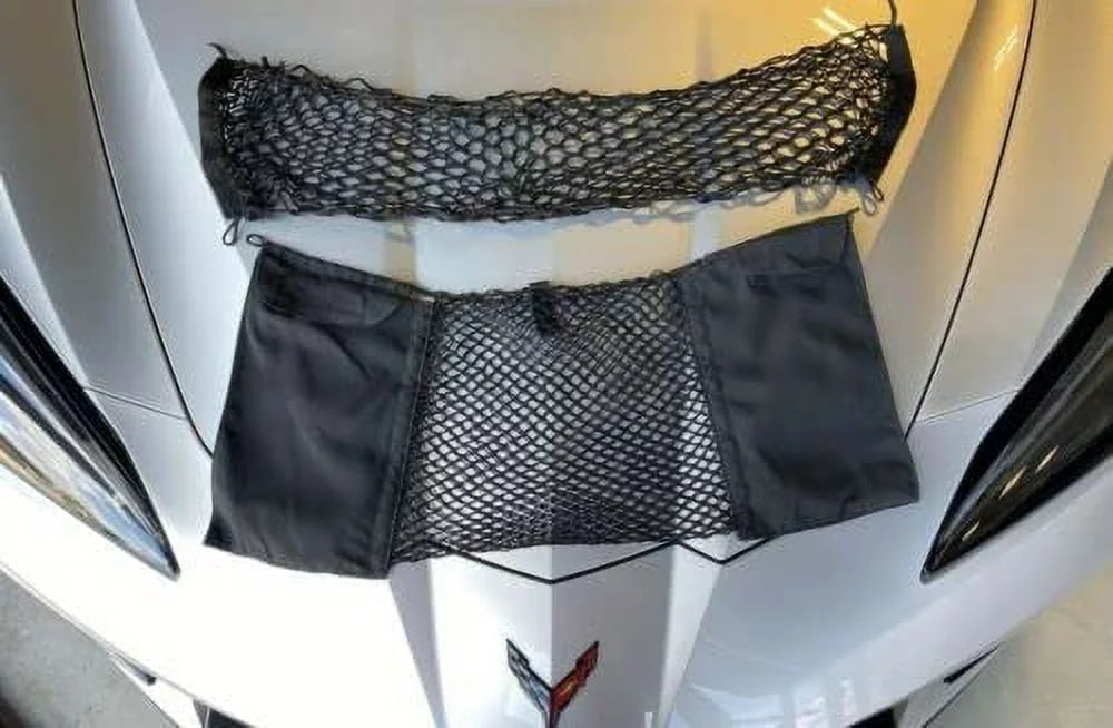 (Qty.2) Trunk Organizer Cargo Net for Chevy Corvette  2020-2023 – Envelope Style Cargo Nets for Coupe, Convertible – Premium Mesh Elastic Car Trunk Organizer – Compatible Corvette