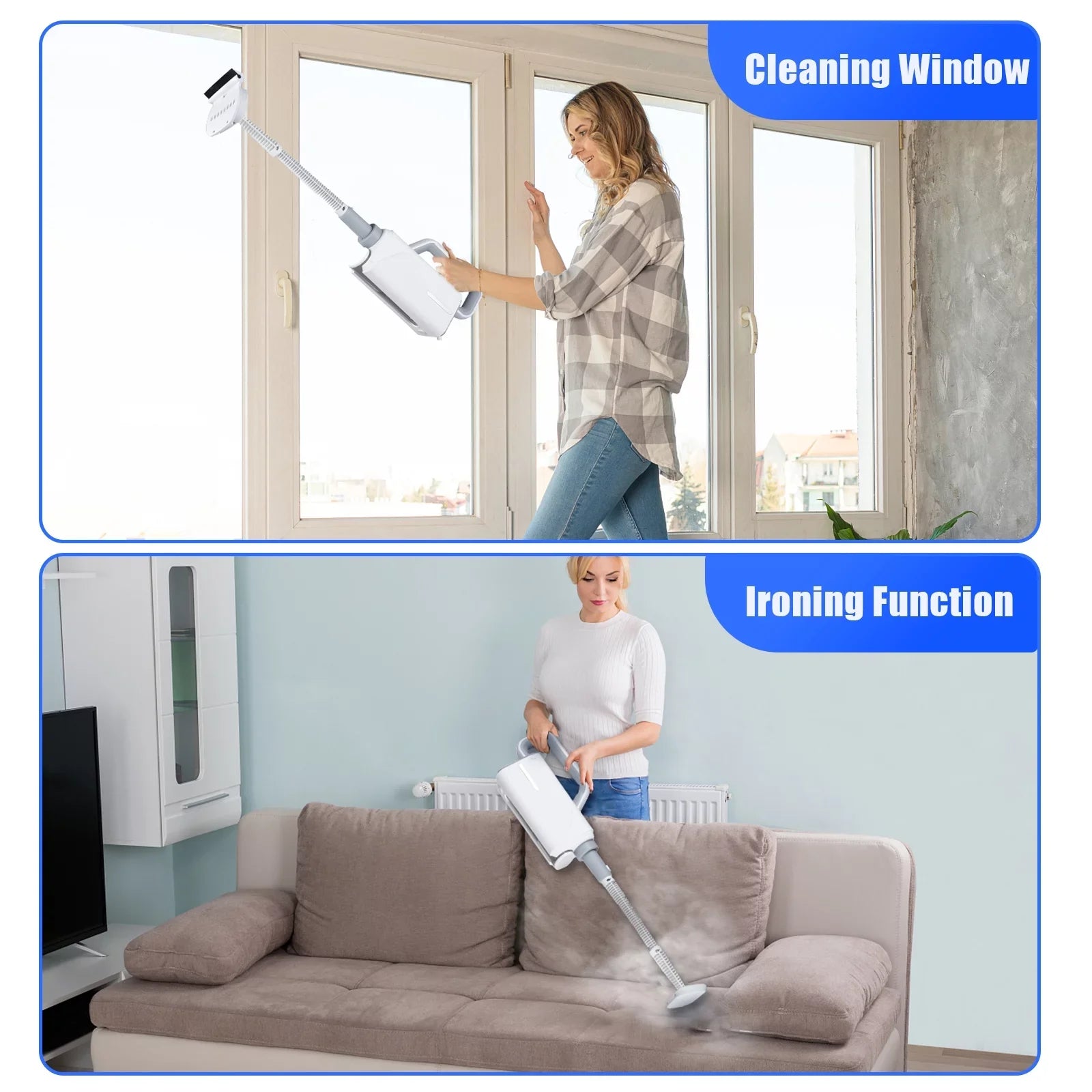 Spirastell Electric mop, Mop 370ml WaterWindow Cleaner Clothes 3 Brush2-levelHandheld Cleaner Floor Water2-levelWith 3 Clothes HeadFloor Steamer 370ml