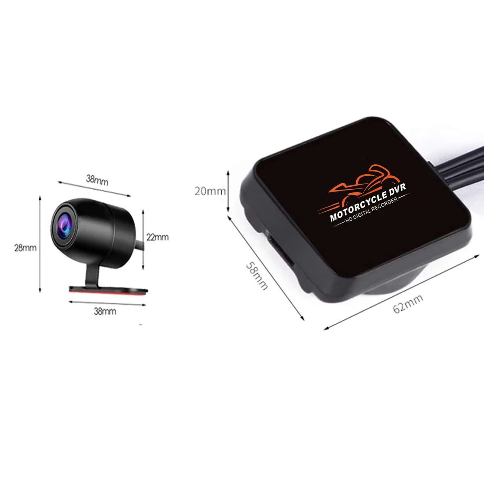 1080P No Screen Motorcycle Dash Cam, WiFi Night Vision 130° Wide Angle Front & Rear Camera 2 Channels Video Driving Recorder, Loop Recording, -sensor