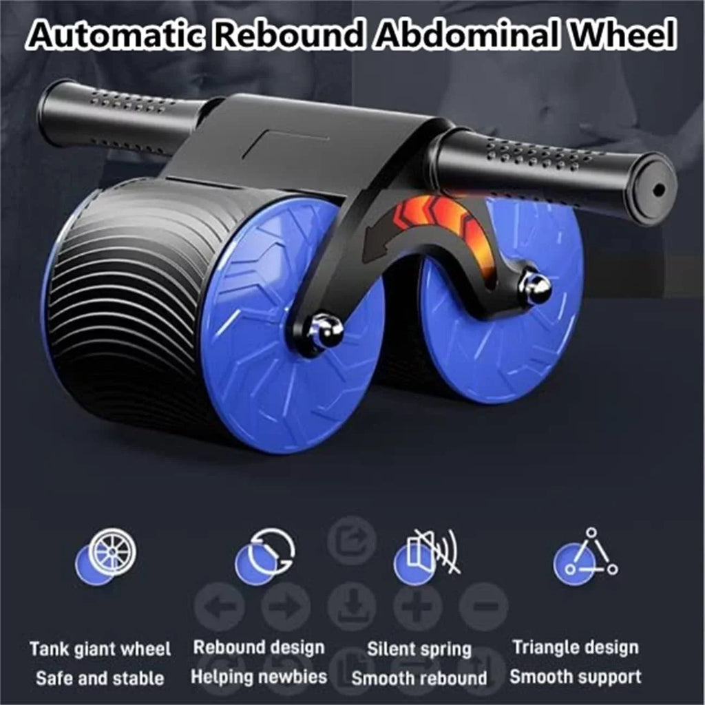 Roller Wheel with Knee Mat for Abdominal Exercise, Core Workout Equipment with Automatic Rebound Assistance and Resistance Springs with Ergonomic Handle