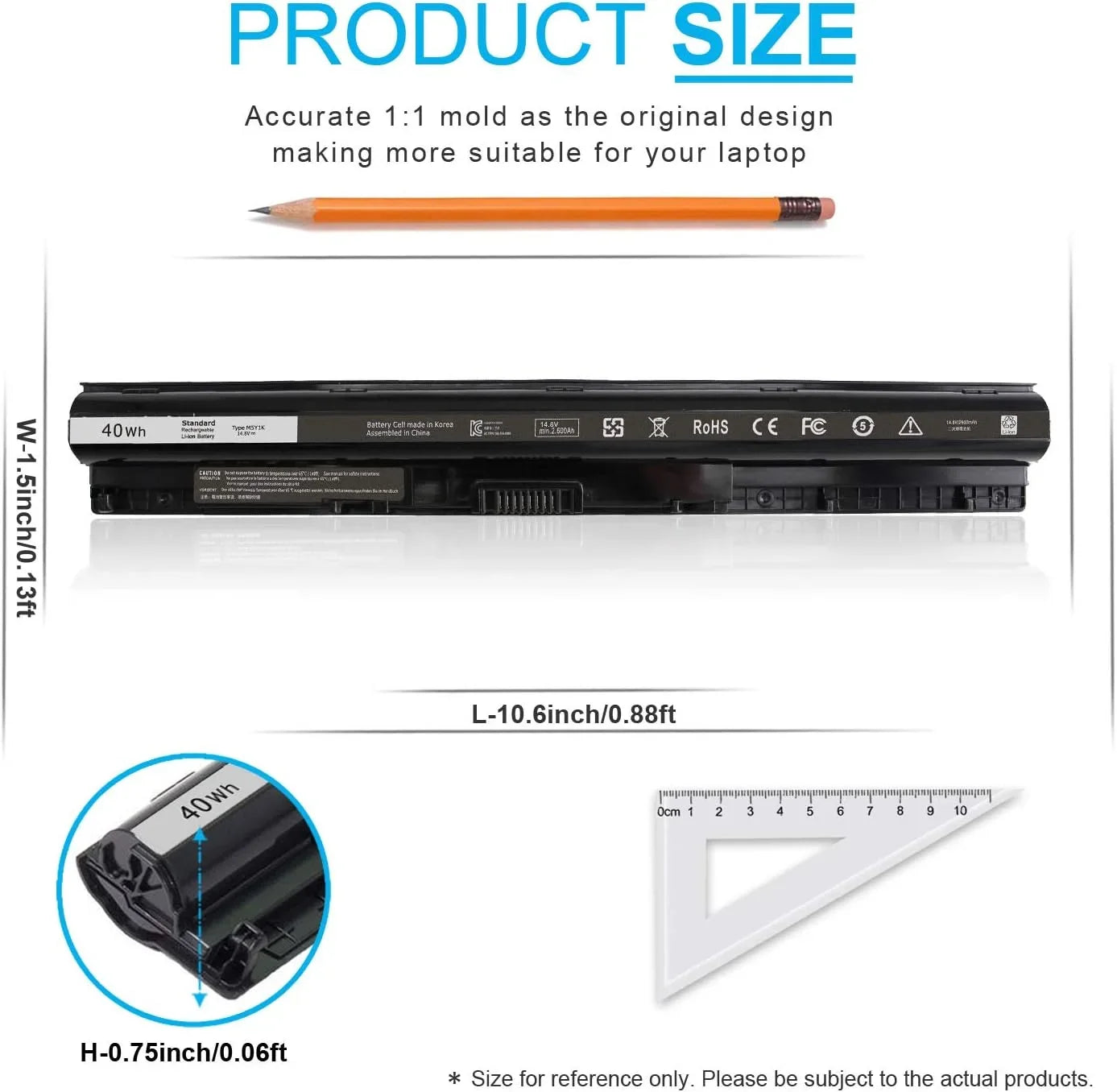 40Wh  14.8V y for Dell Inspiron 15 3000 5000 Series 5559 5566 5555 5558 5758 3552 3567 3558 3551 17 5759