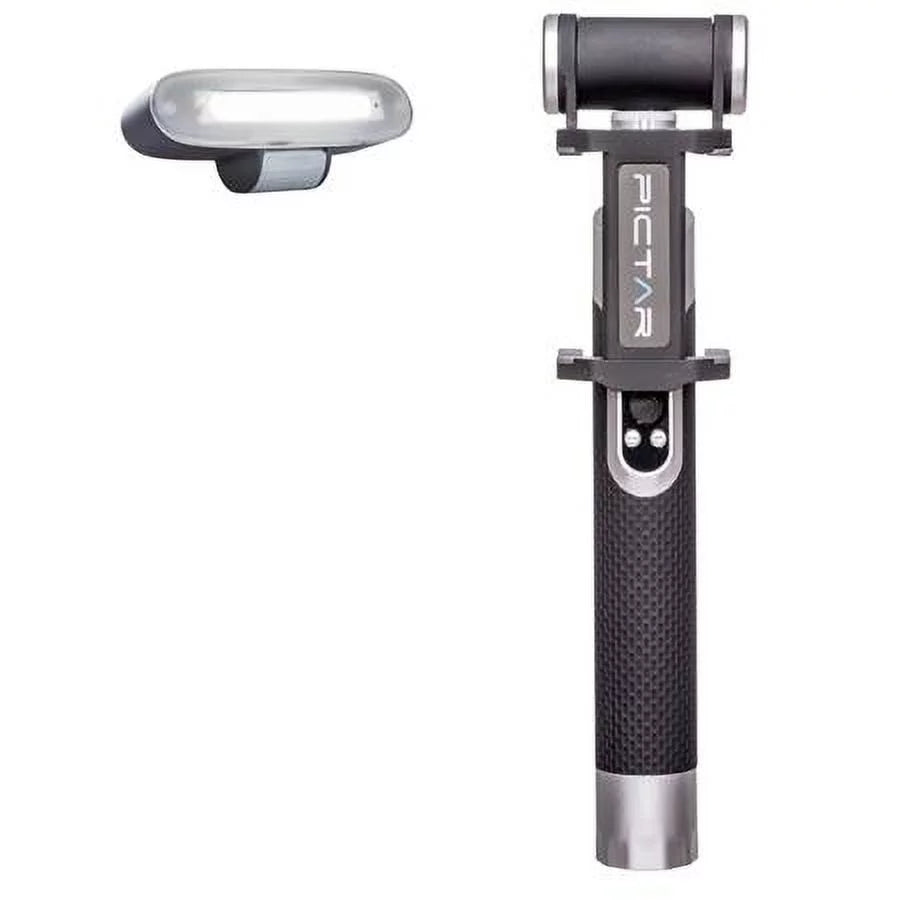 Smart Light Selfie Stick with Rechargeable Battery, Silver Black