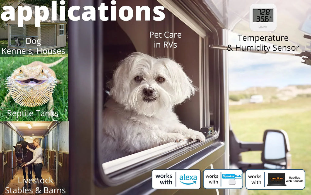 Smart Wireless Temperature / Humidity Sensor Wide Range (-22 to 158 degrees) for Freezer Fridge Monitoring Pet Cage/Tank Monitoring Smartphone Alerts, Works with Alexa , 2 Pack - Hub Included