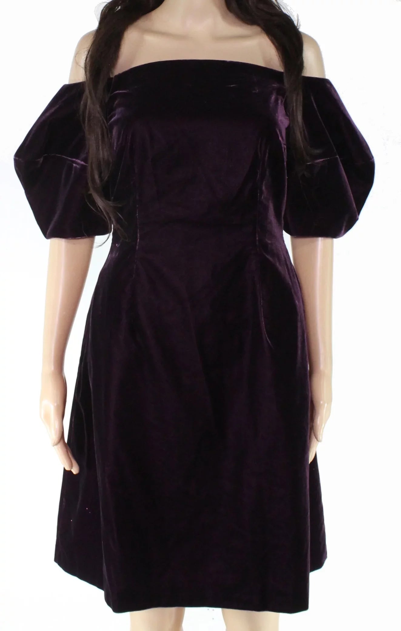 Jill Jill Stuart Women's Velvet Puff-Sleeve Shift Dress (0, Eggplant)