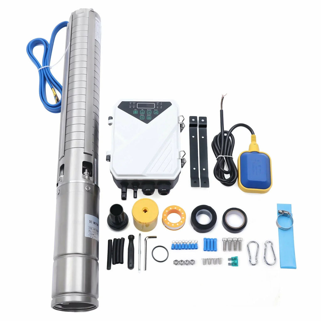 4" 2  110V Solar Water Pump Submersible  Controller Kit  Deep Well Pump