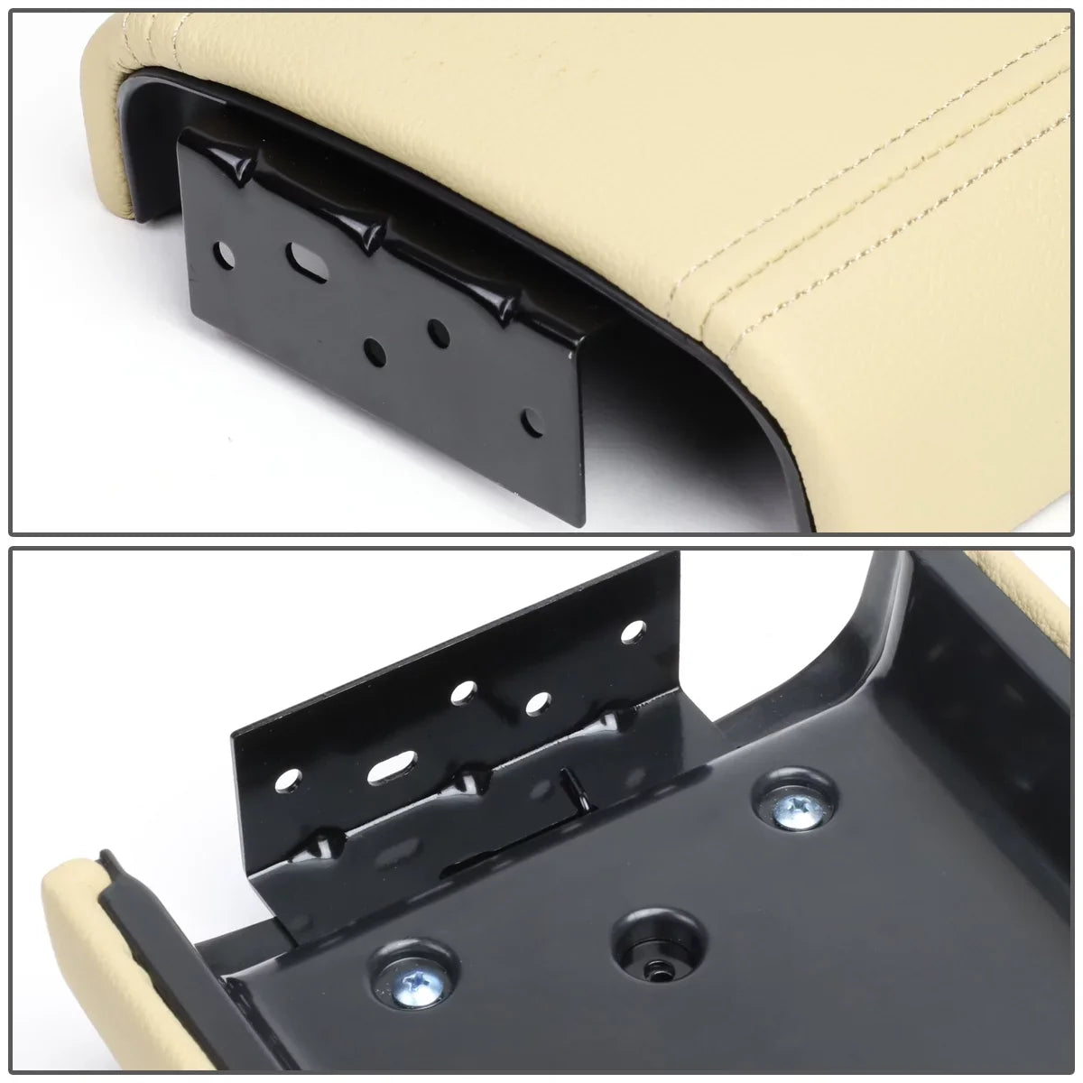 Motoring --0056 Leather Center Console Armrest Lid Assembly w/Latch For 2002-2009 Chevy Trailblazer  Envoy Buick Rainier [Tan] 03 04 05 06 07 08