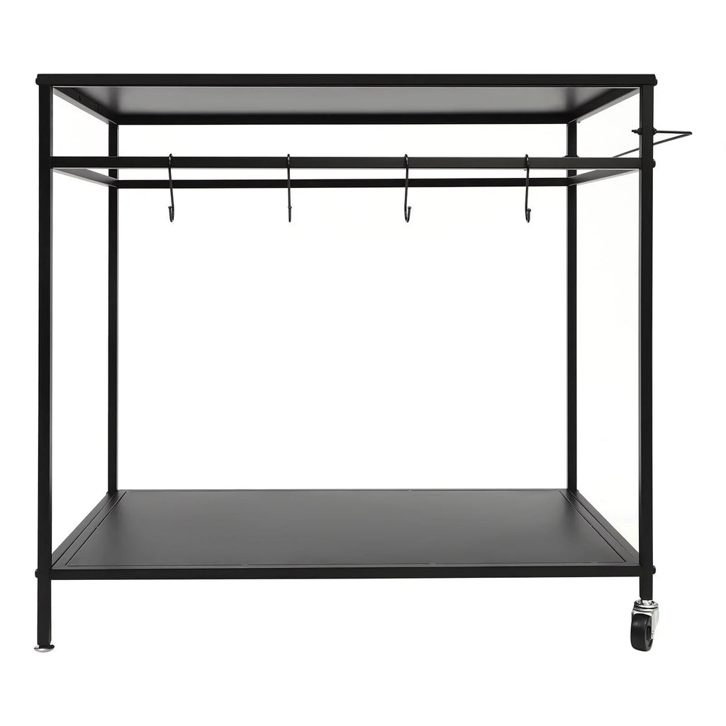 Outdoor Cook Station Table 2-Tier Shelf Food Prep  Grill Serving Cart Movable Rack