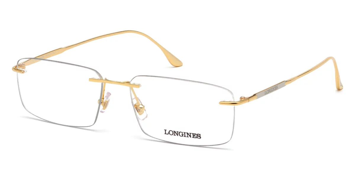 Longines - Rimless Square Shiny Deep Gold Eyeglasses