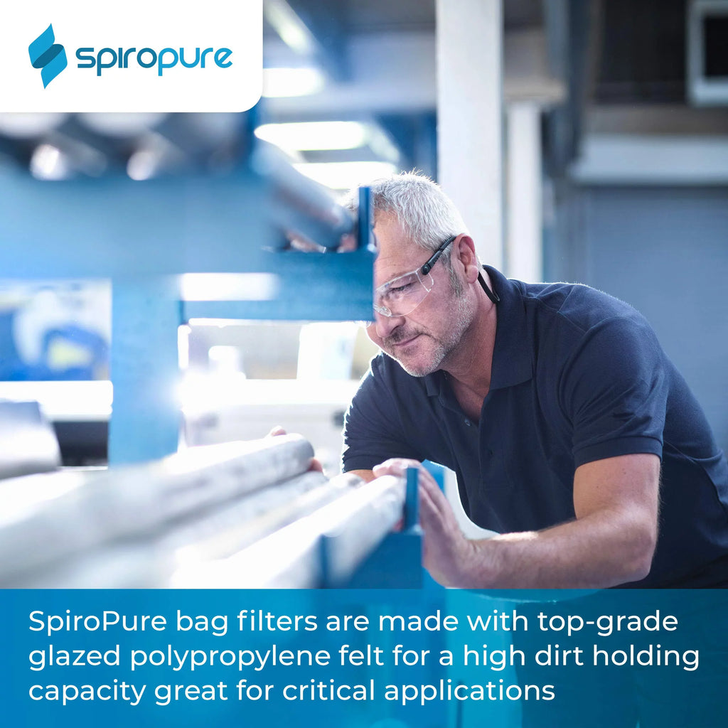SpiroPure --420-100 100 Micron #4 (20”) Glazed Polypropylene Felt Liquid Bag Filter -420-100 155394-03 (Case of 40)