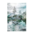 Katrina Jones 'Lake Mountain and Pine Tree landscape' Canvas Art