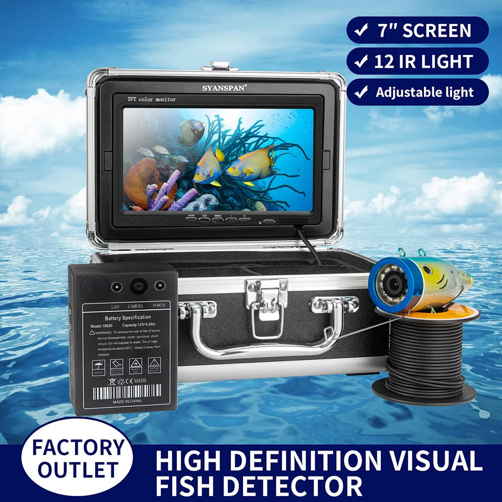 7 Inch 1200TVL Underwater Fishing Camera Fish Finder 12 Infrared  Lamps 15M for Ice Sea Fishing