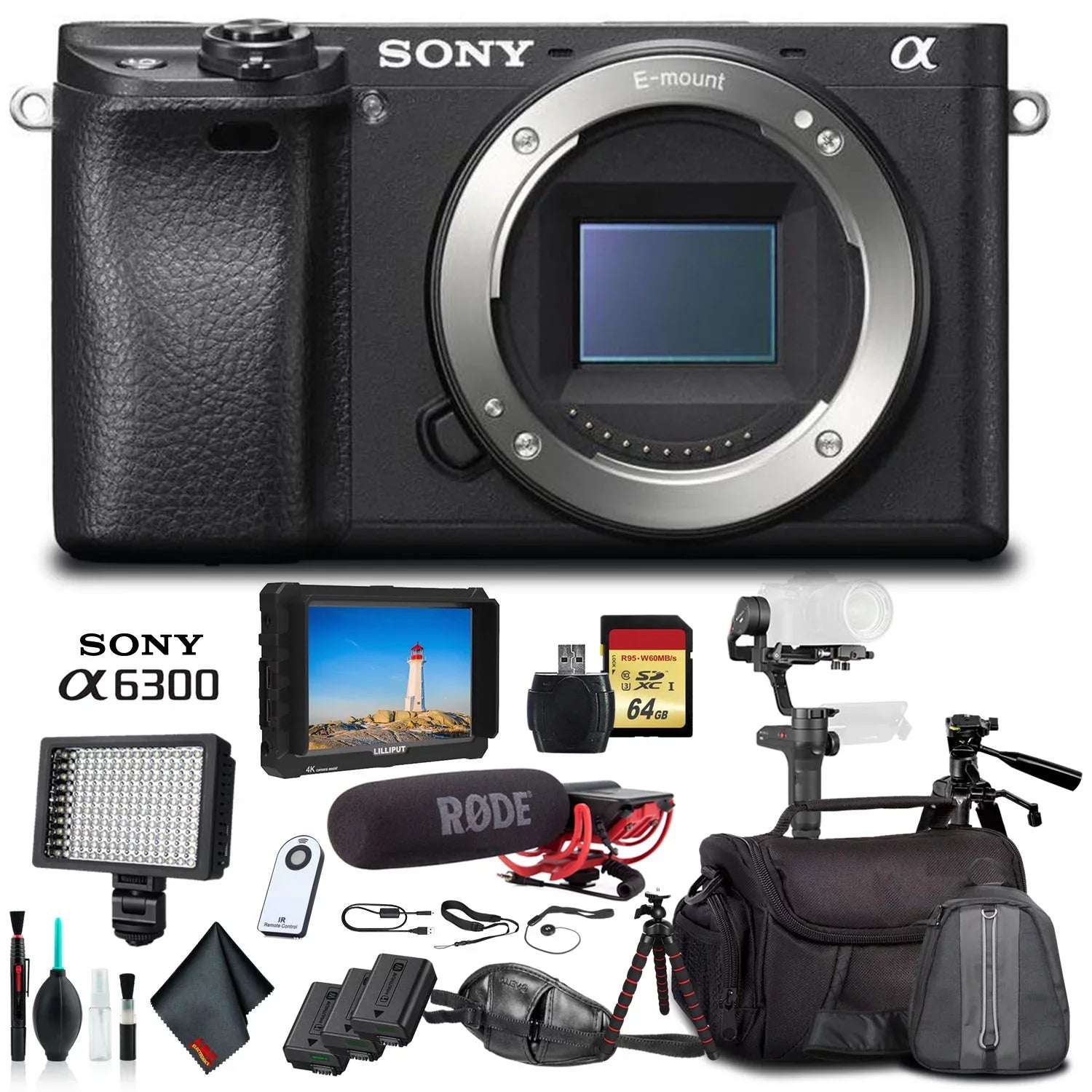 Sony Alpha a6300 Mirrorless Camera Black / +Soft Bag, Zhiyun-Tech