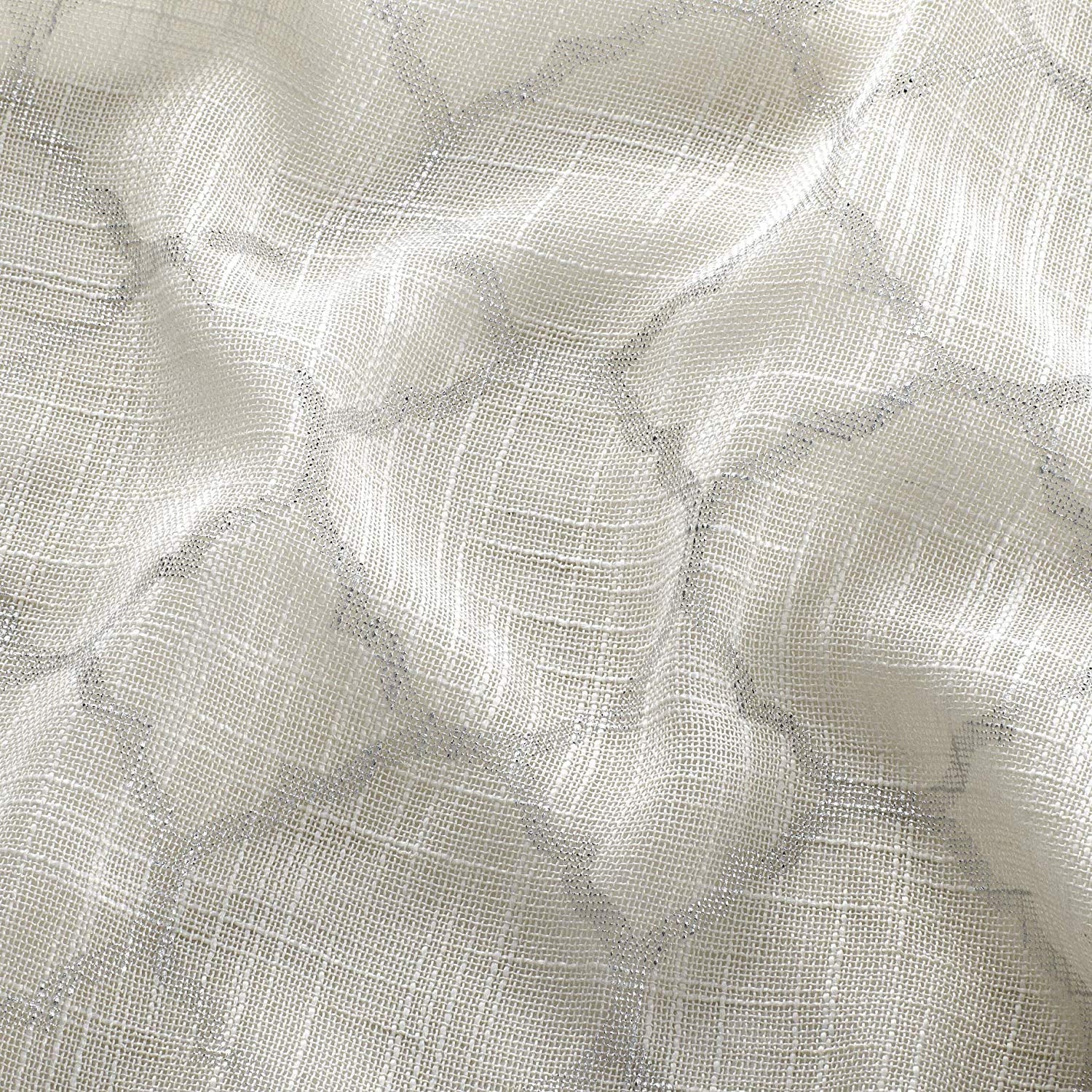 Regal Home Collections 2 Pack Metallic Trellis Grommet Top Semi Sheer Curtains - Beige