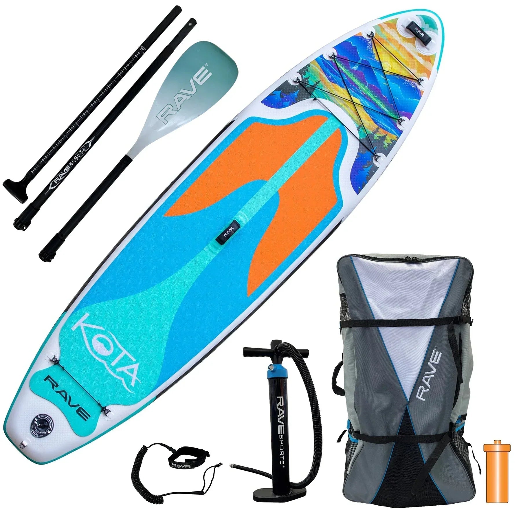 Rave Sports Kota Inflatable Stand Up Paddle Board Package Mountain Lake