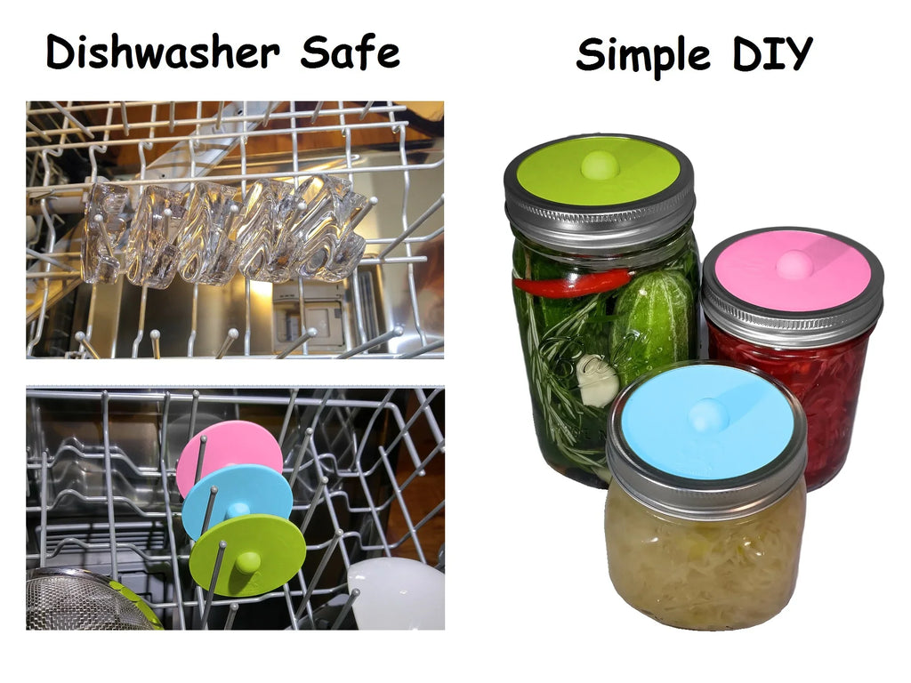 Canning kit. Complete  fermentation kit for wide mouth mason jars or pickling jars for 7 sets for making pickles, sauerkraut, kimchi, etc  Glass weights, tamper, airlock lids, and recipe included.