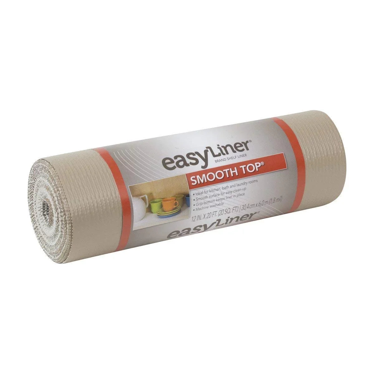 Duck Smooth Top EasyLiner Non-Adhesive Shelf Liner 20-Inch x 24-Foot and 12-Inch x 20-Foot, Taupe, 2 Rolls Total