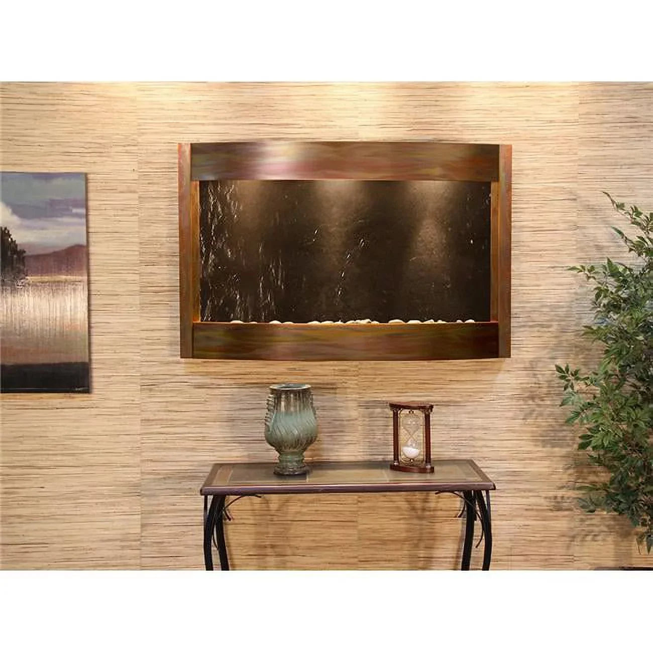 Adagio  Calming Waters Rustic Copper Black Featherstone Wall Fountain - Black - 35in.  x 54in.  x 6in.