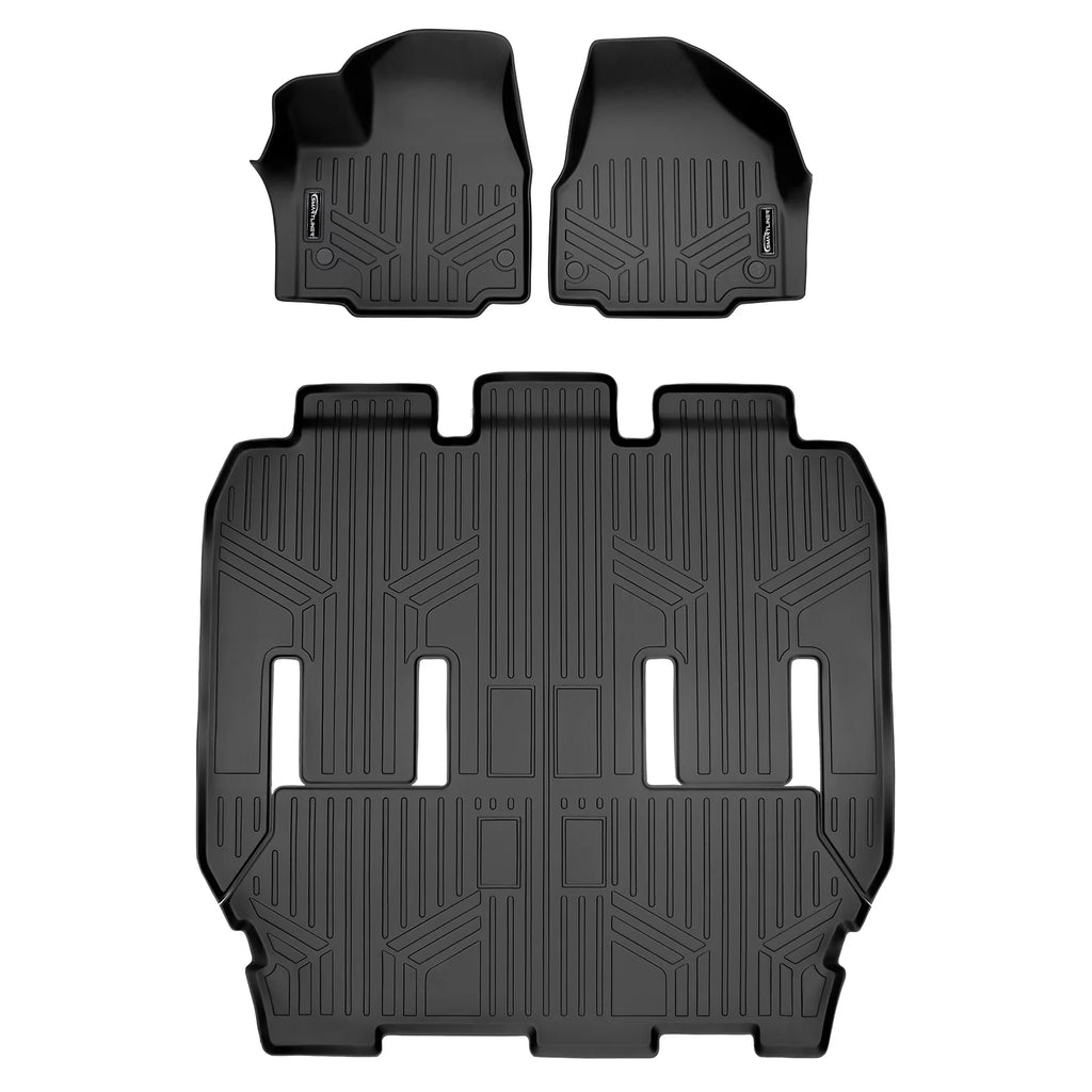 Smartliner All Weather Floor Mats 3 Rows Black Set for 2017-21 Chrysler Pacifica