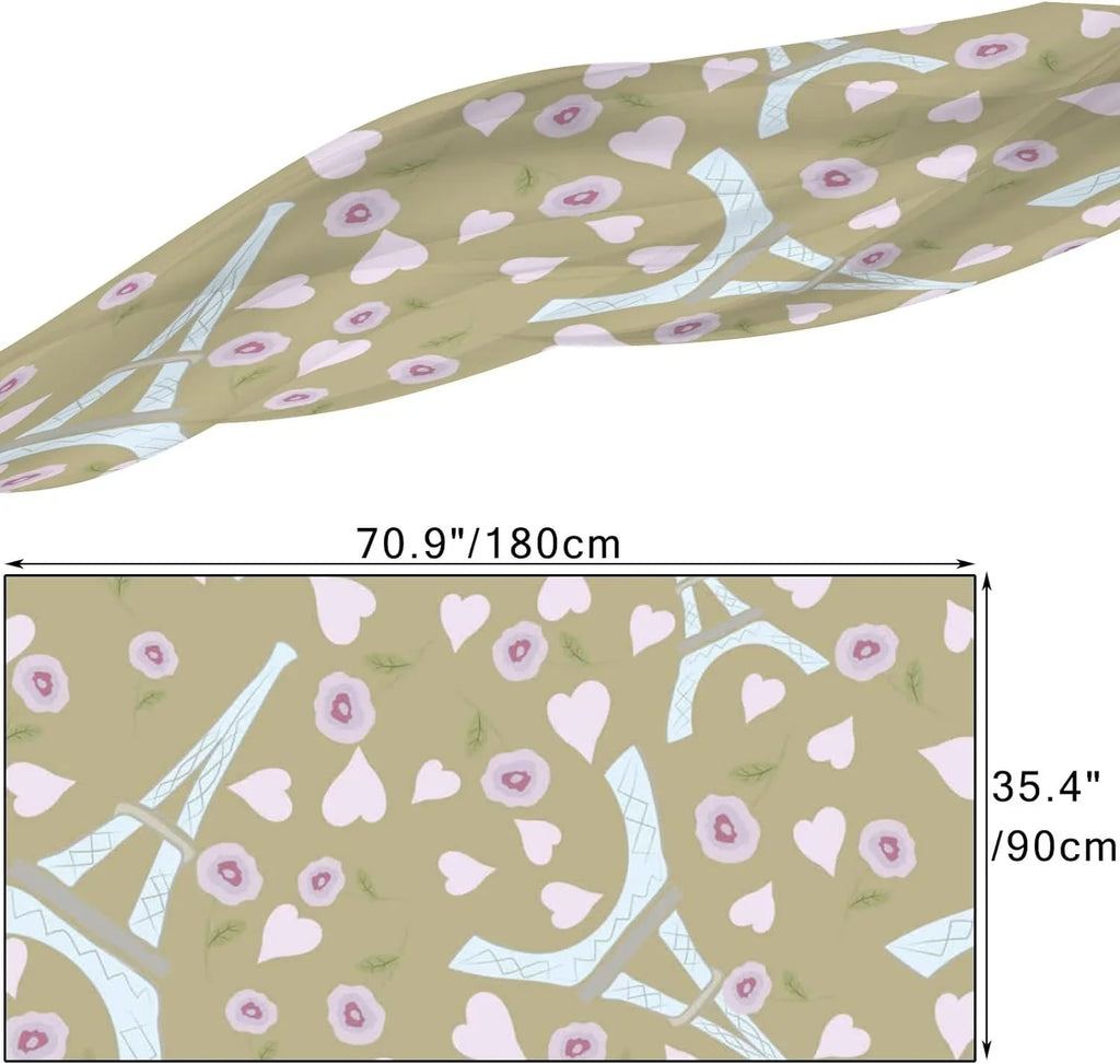 Hyjoy Eiffel Tower Hearts And Rose Long Silk Neck Scarf Lightweight Shawl Wrap Scarves for Women Girls