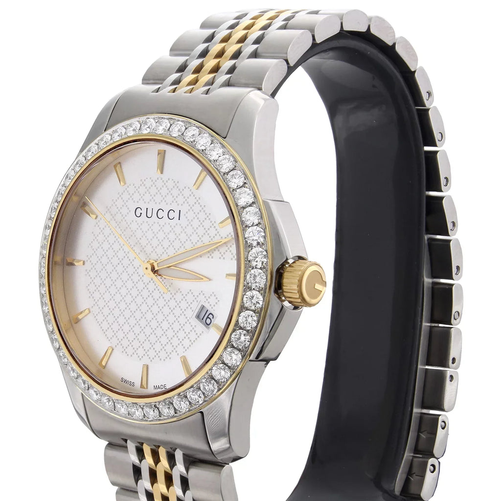 Gucci Ya126409 Diamond Watch -Timeless 38mm Two Tone Yellow . Steel  2 .