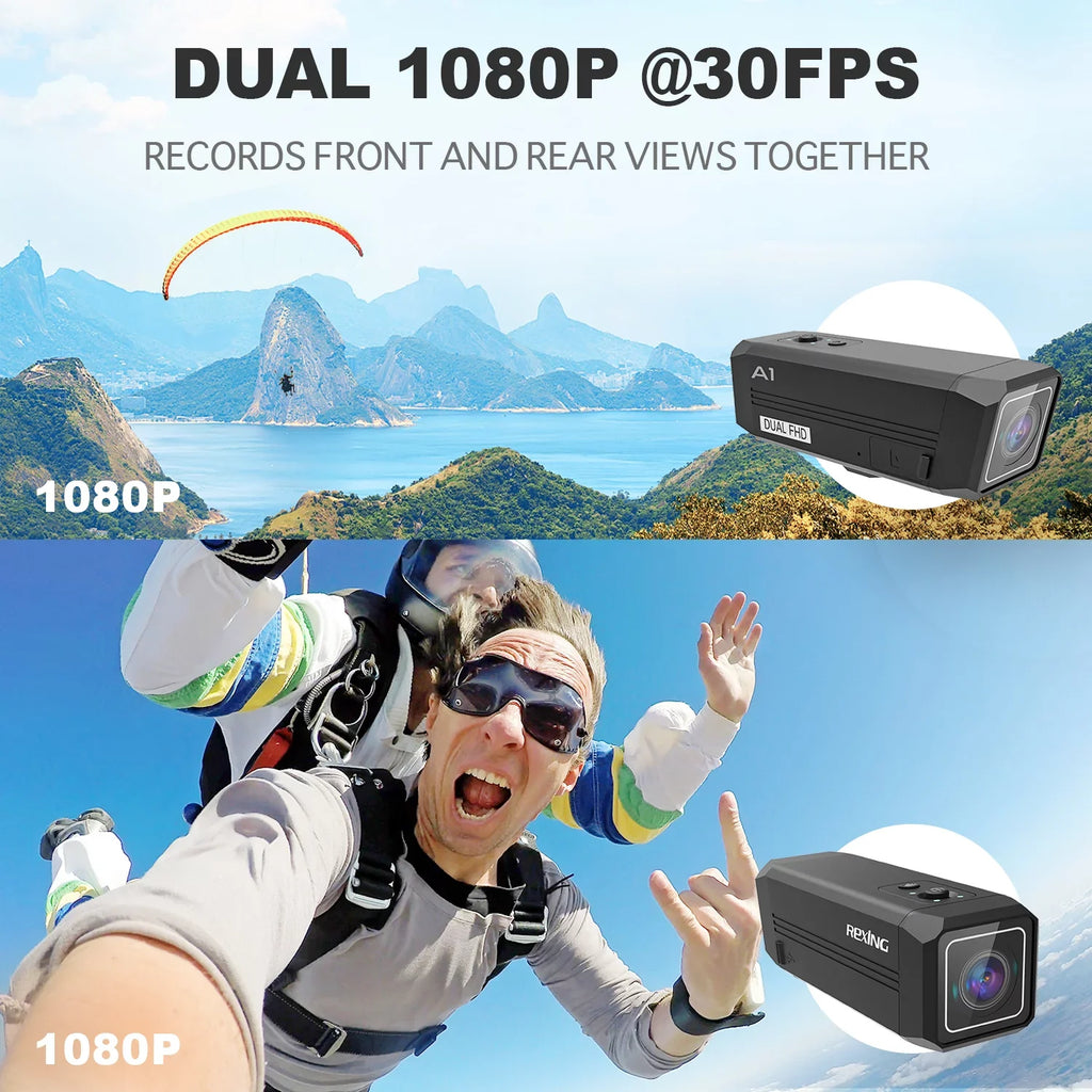 Rexing  Two Way Action Camera Front & Back 1080p@30fps with Wi-Fi Connect